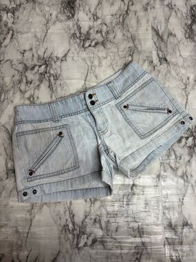 Old Navy Y2K 100% Cotton Ultra Low Rise Light Blue Denim Jean Shorts size 4